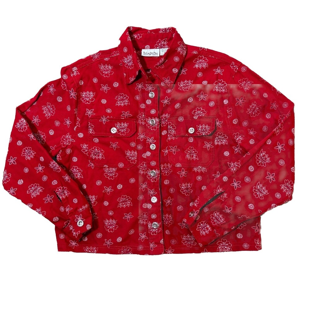 VTG Red Bandana Print Button Jacket Cotton Womens‎ M Rockabilly Western Country